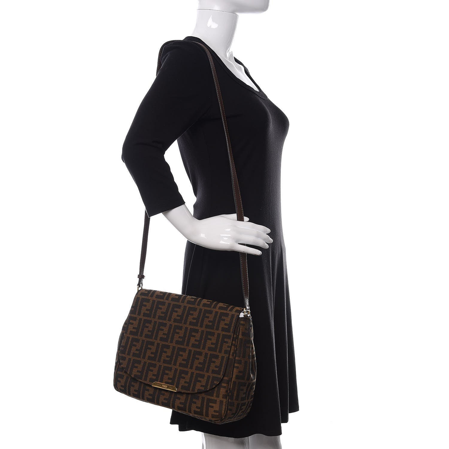 Fendi Zucca Vitello Artic Messenger Bag Tobacco Castagna 2 of 9