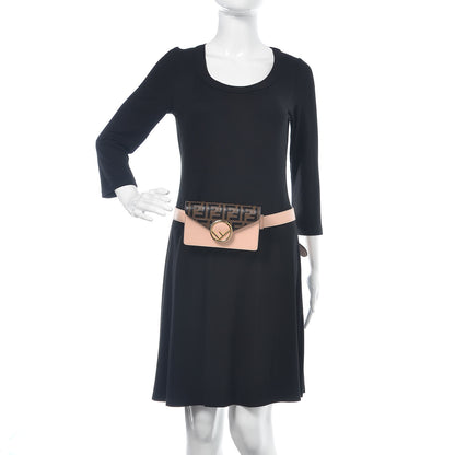 Fendi Vitello Cruise F is Fendi Bi-Color FF 1974 Embossed Envelope Belt Bag Maya Black Light Rose 4 of 13