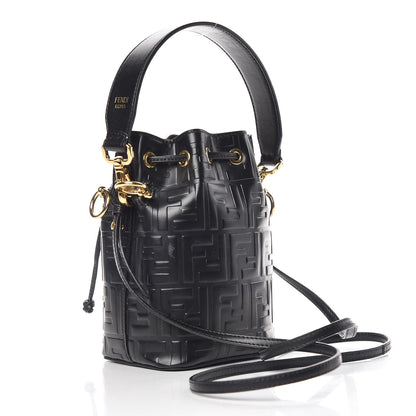 Fendi Vitello Liberty F is Fendi FF 1974 Embossed Mini Mon Tresor Bucket Bag Black 3 of 10