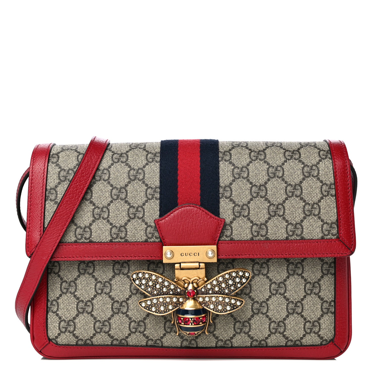 Gucci GG Supreme Monogram Medium Queen Margaret Shoulder Bag Red 1 of 14