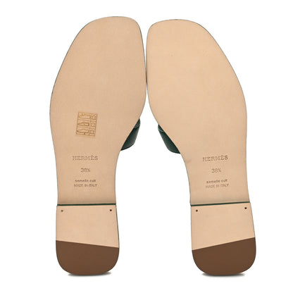 Hermes Epsom Oran Sandals 38.5 Vert Cactus 5 of 9