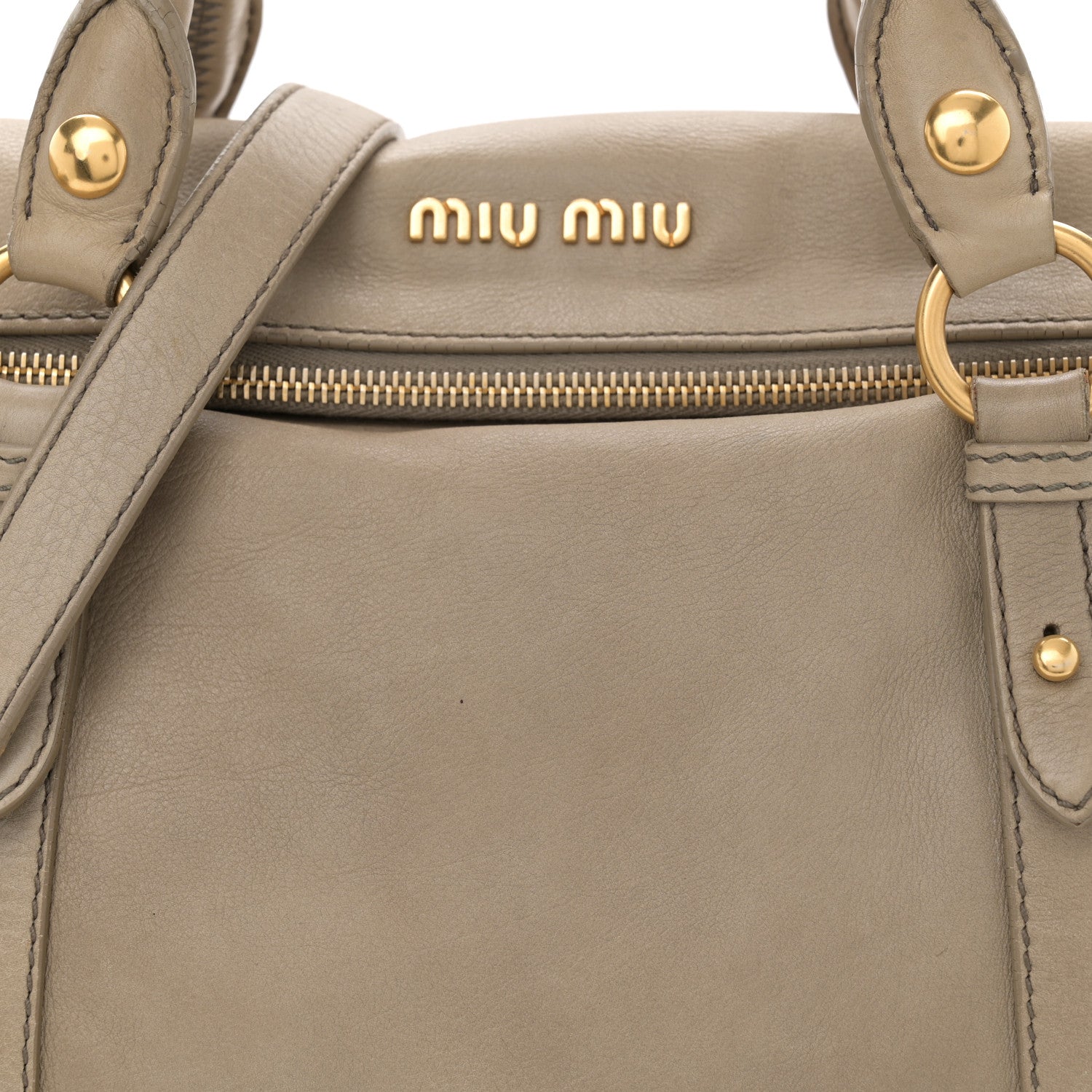 Miu Miu Vitello Medium Bow Bag Grey 8 of 15