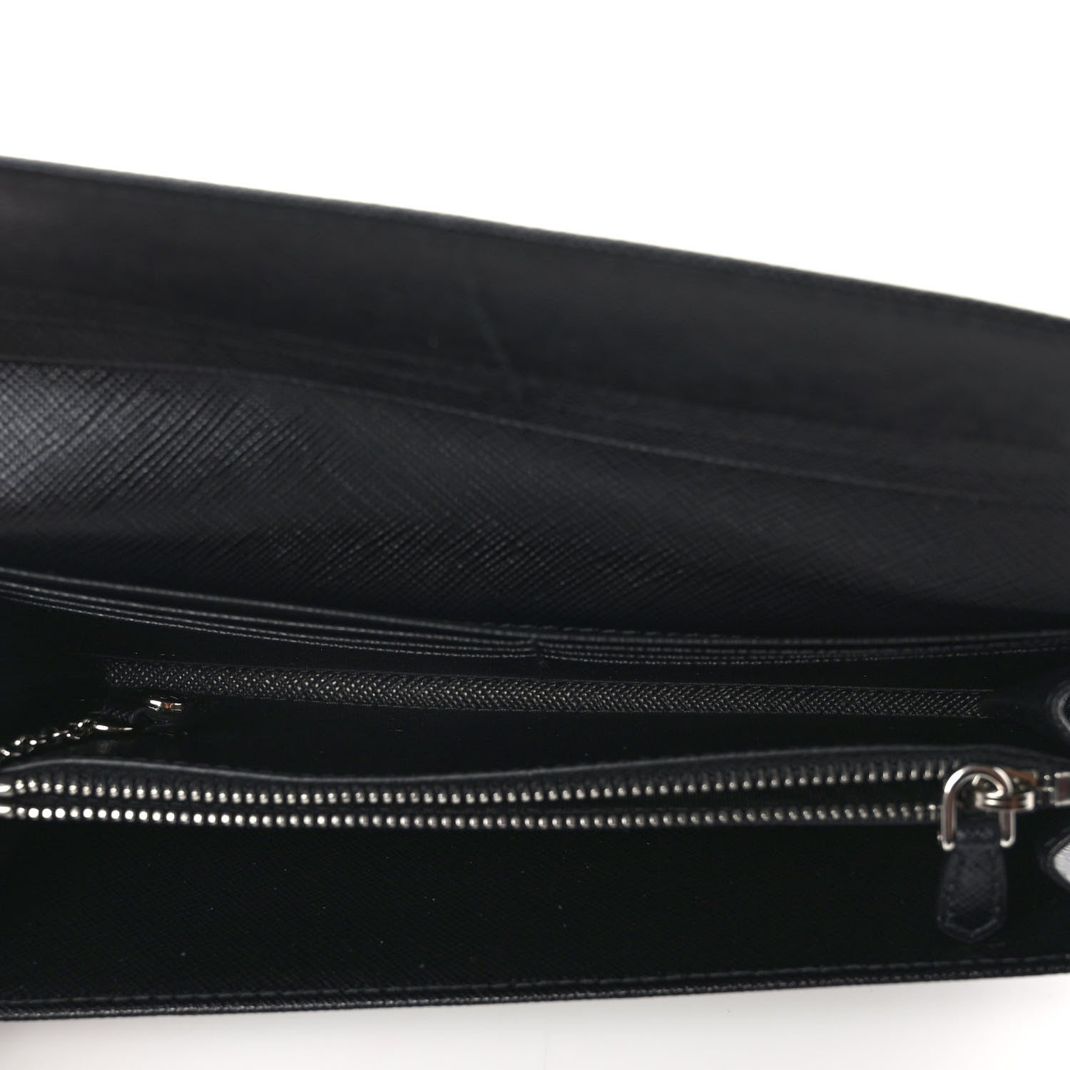 Prada Saffiano Triangle Logo Continental Flap Travel Wallet Black 6 of 8