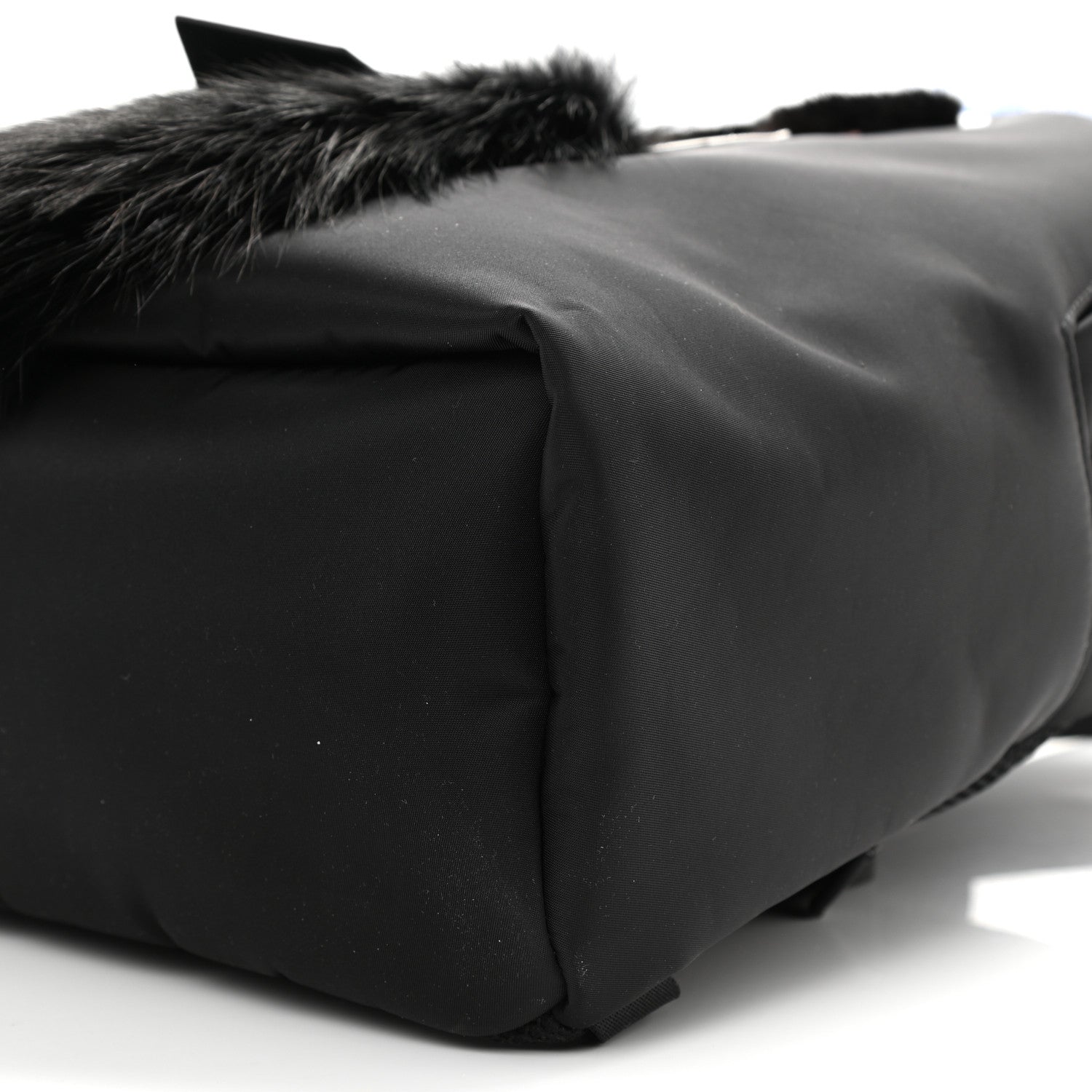 Fendi Nylon Vitello Century Mink Fox Goat Fur Studded Karlito Backpack Black Multicolor 10 of 10
