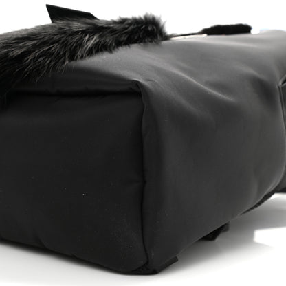 Fendi Nylon Vitello Century Mink Fox Goat Fur Studded Karlito Backpack Black Multicolor 10 of 10