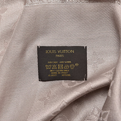Louis Vuitton Silk Wool Monogram Shawl Greige 3 of 3