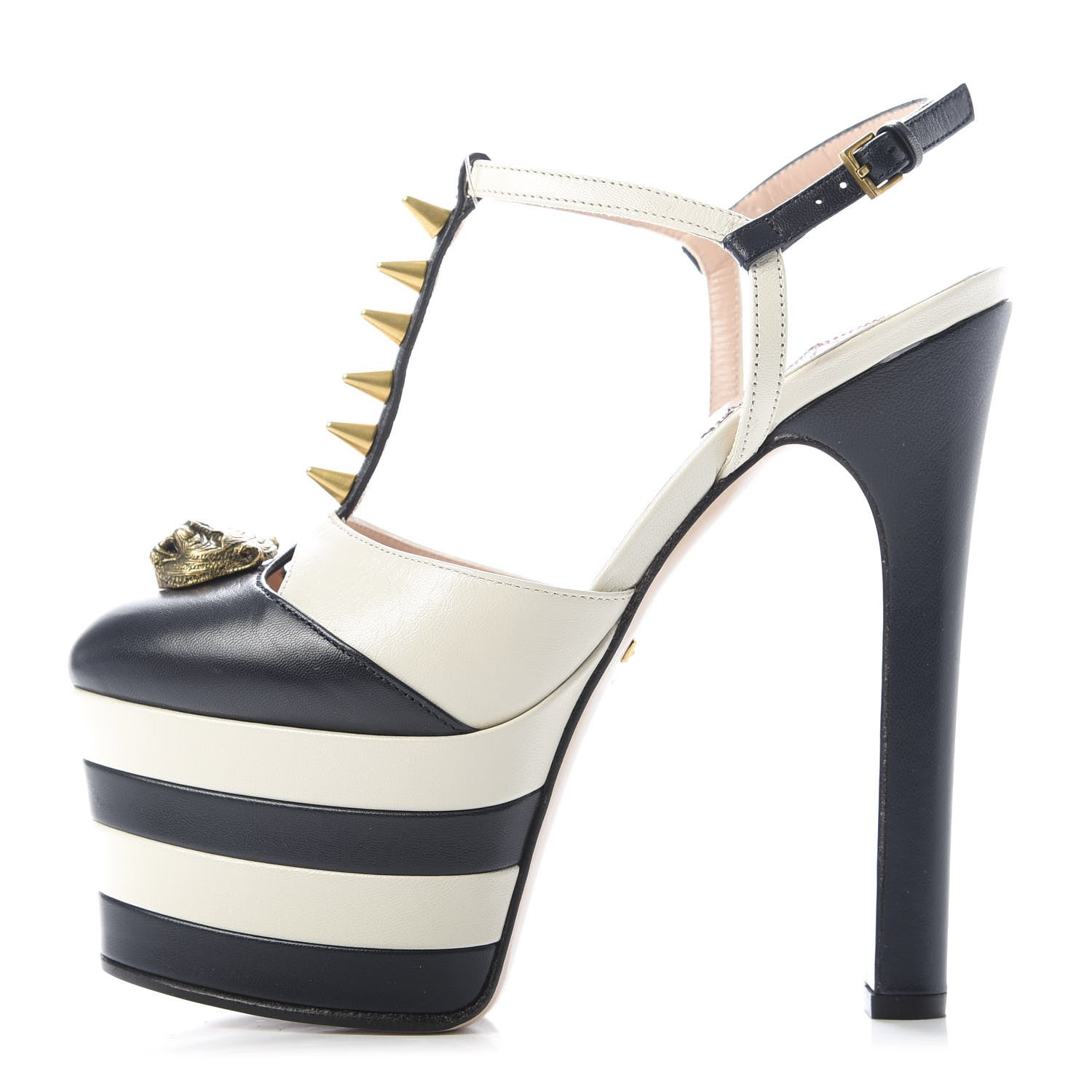 Gucci Calfskin Angel T-Strap Platform High Heel Pumps 35 Black 1 of 9
