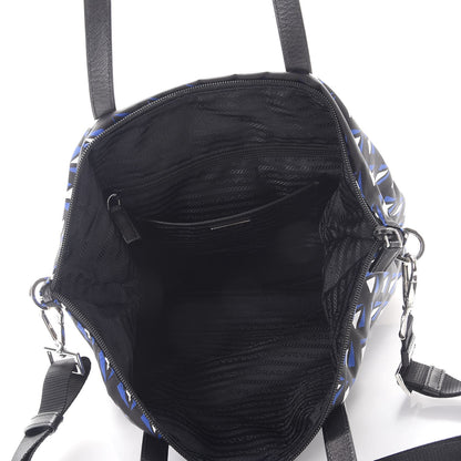 Prada Tessuto Nylon Saffiano Diamond Print Tote Bleuette 5 of 8