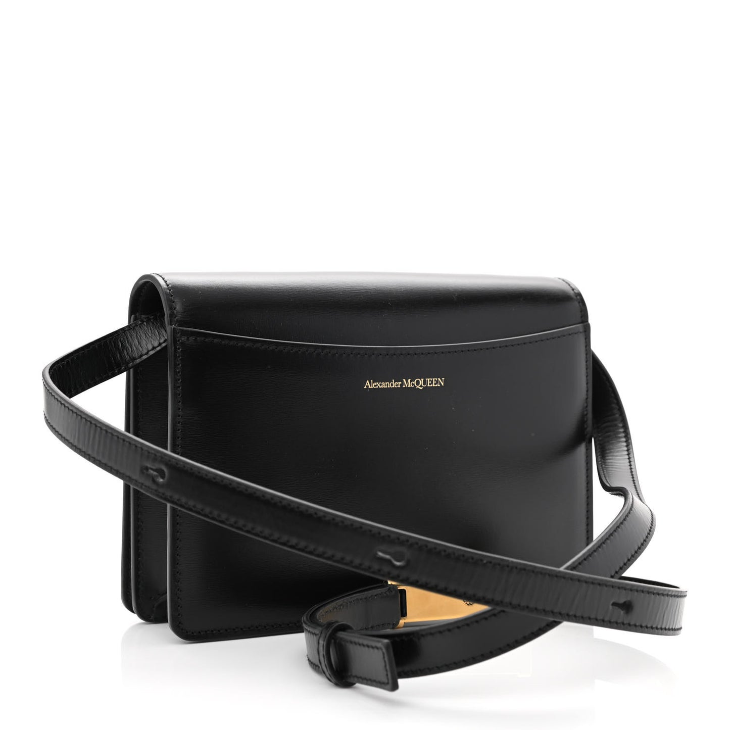 Smooth Calfskin Four Ring Knuckle Crossbody Bag Black
