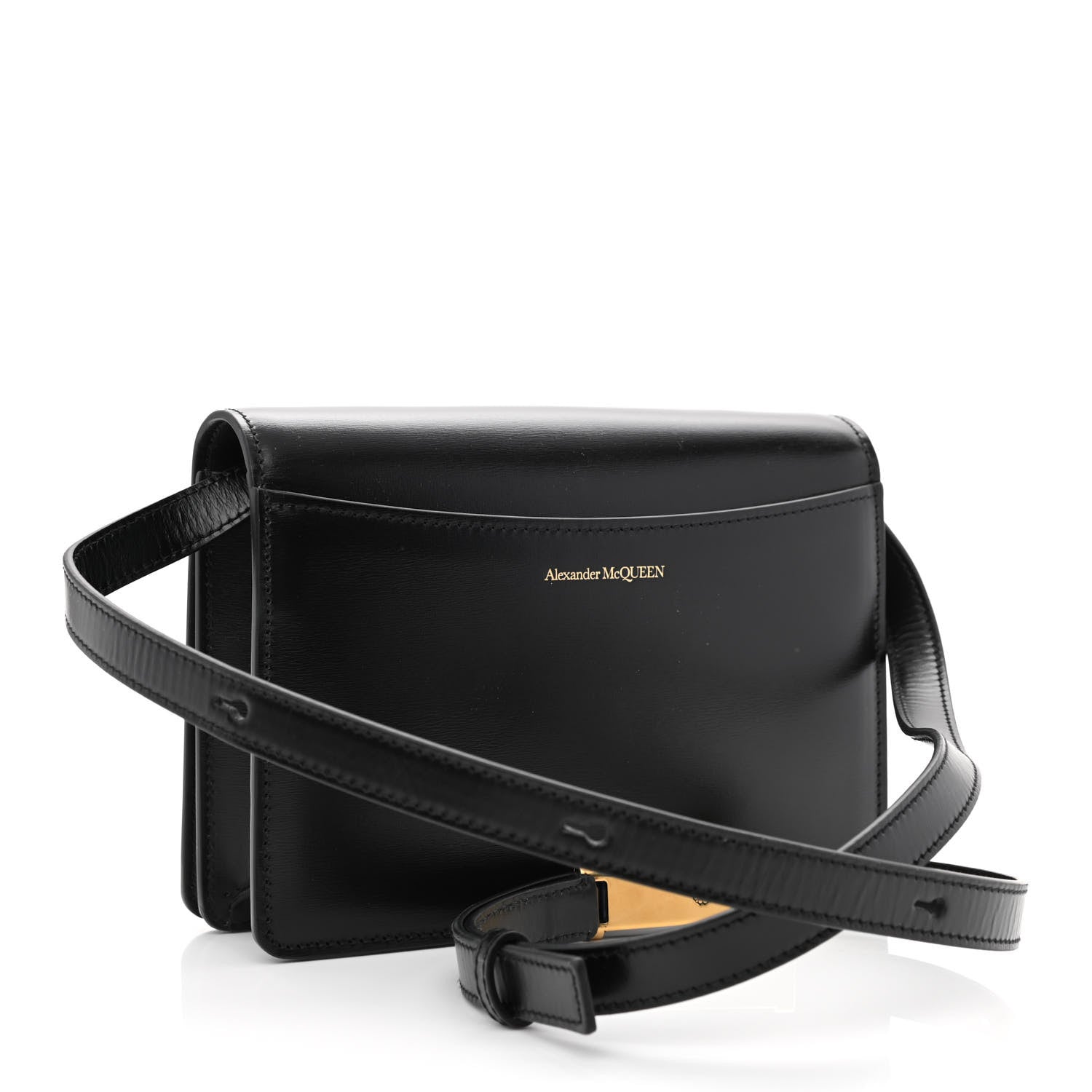 Alexander McQueen Smooth Calfskin Four Ring Knuckle Crossbody Bag Black 3 of 10
