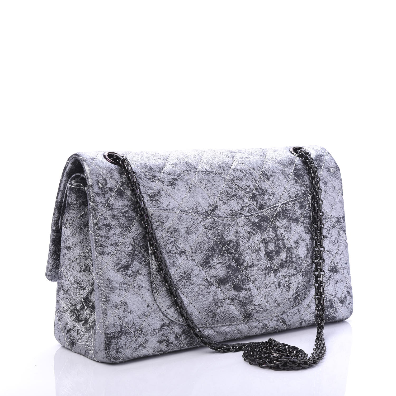 Chanel Metallic Caviar Quilted 2.55 Reissue 226 Flap Silver Black 3 of 10