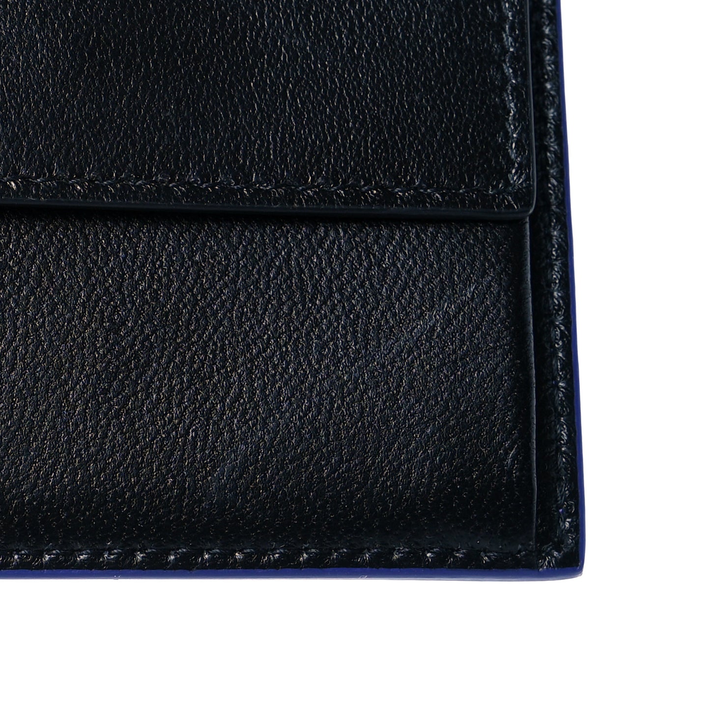Calfskin Logo Paisley Square Bi-Fold Wallet Blue