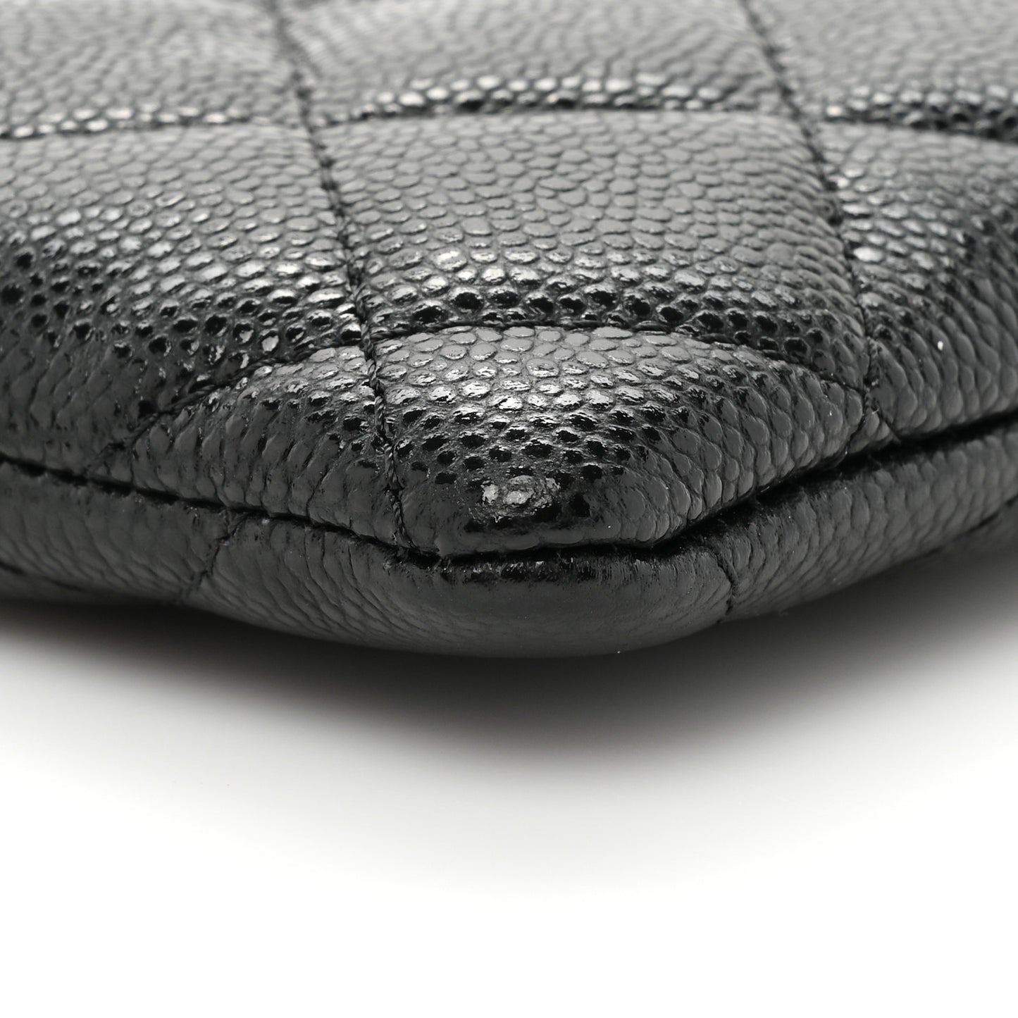 Caviar Quilted Zip Card Holder Wallet Black