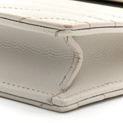 Saint Laurent Grain De Poudre Matelasse Chevron Monogram Envelope Chain Wallet Optical White 10 of 16