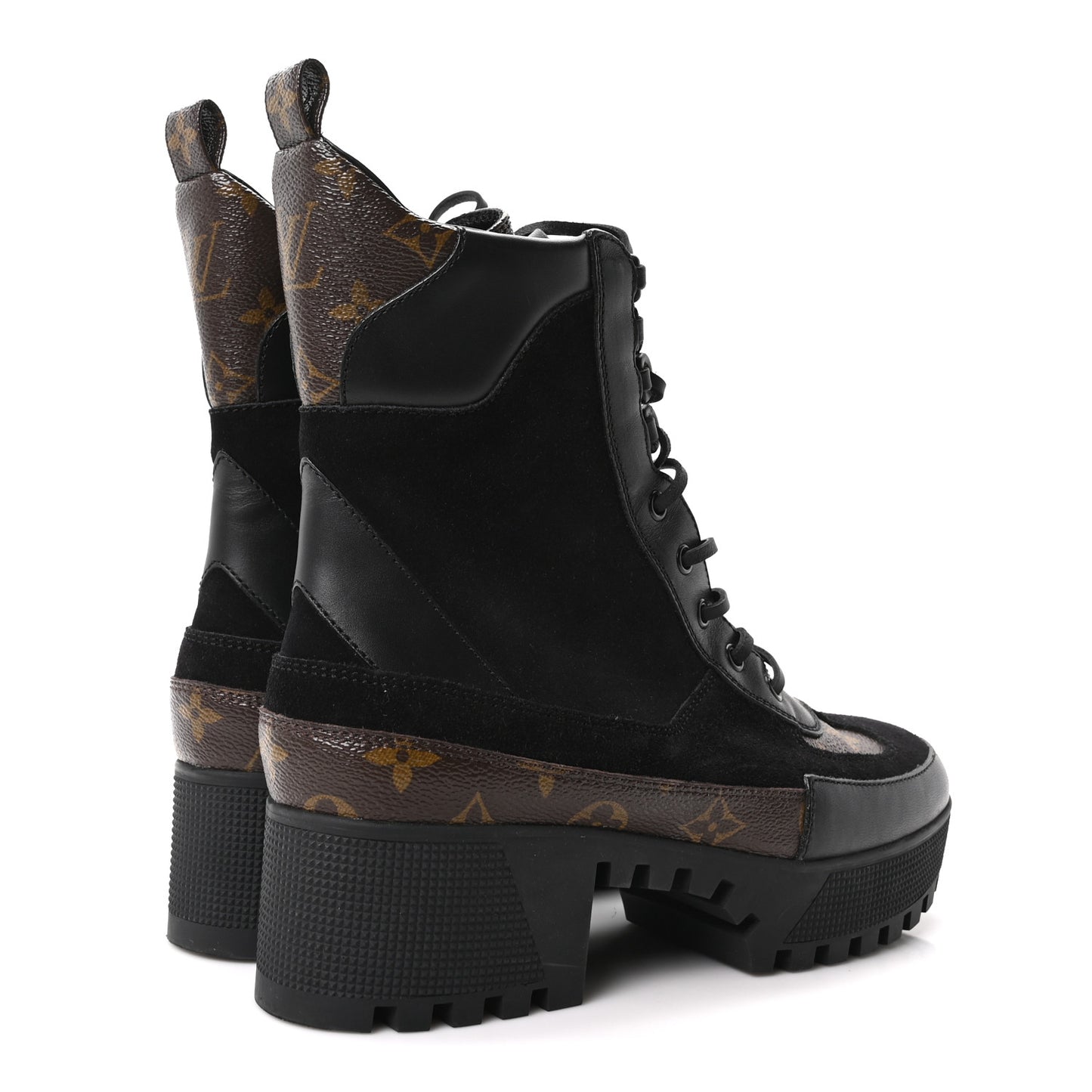 Suede Calfskin Monogram Laureate Platform Desert Boots 40 Black
