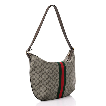Gucci GG Supreme Monogram Web Ophidia Half Moon Hobo Brown 2 of 14