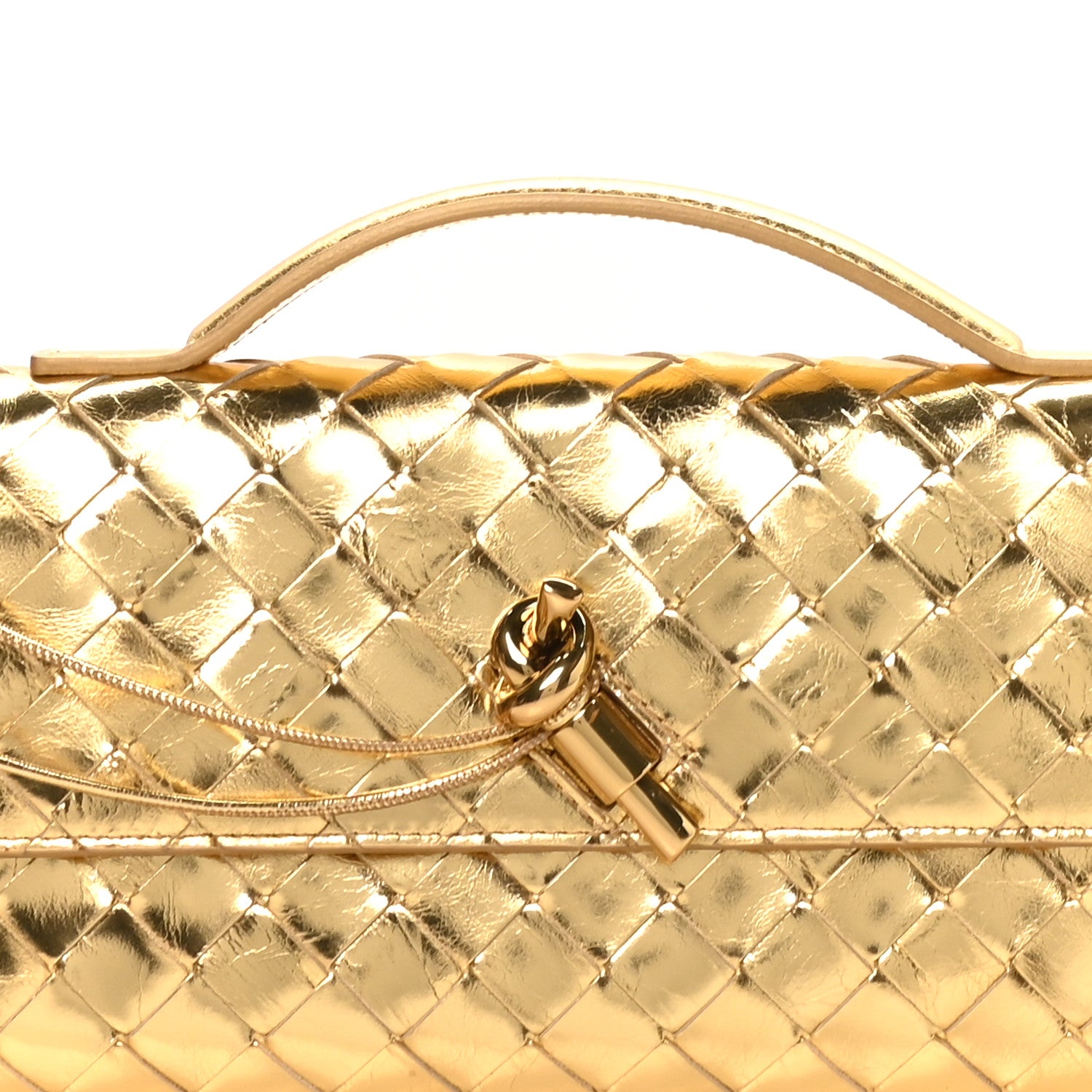 Bottega Veneta Metallic Lambskin Intrecciato Long Andiamo Top