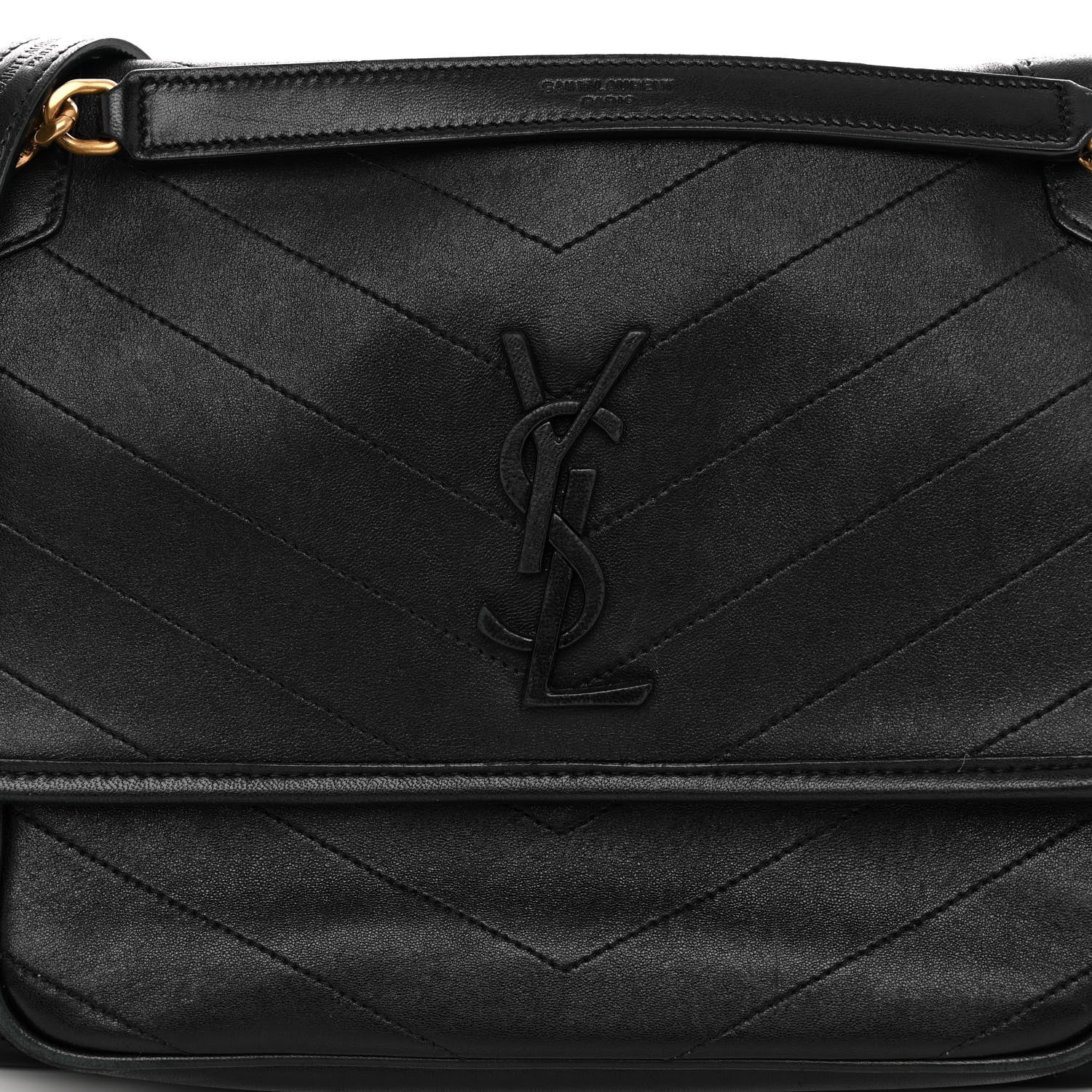 Saint Laurent Lambskin Matelasse Monogram Medium Niki Chain Satchel Black 6 of 8