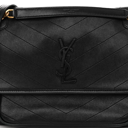 Saint Laurent Lambskin Matelasse Monogram Medium Niki Chain Satchel Black 6 of 8