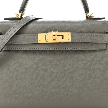 Hermes Madame Calfskin Mini Kelly Sellier 20 Gris Meyer 8 of 12