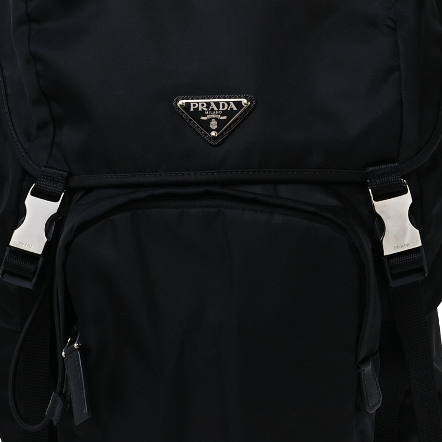 Prada Re-Nylon Saffiano Logo Double Buckle Backpack Black 7 of 9