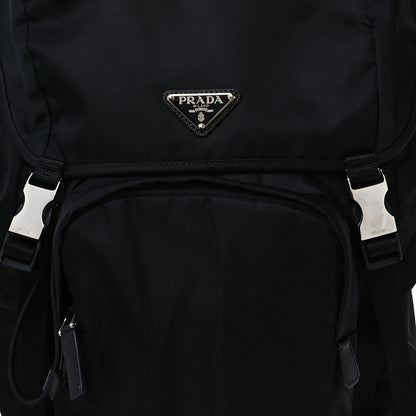 Prada Re-Nylon Saffiano Logo Double Buckle Backpack Black 7 of 9