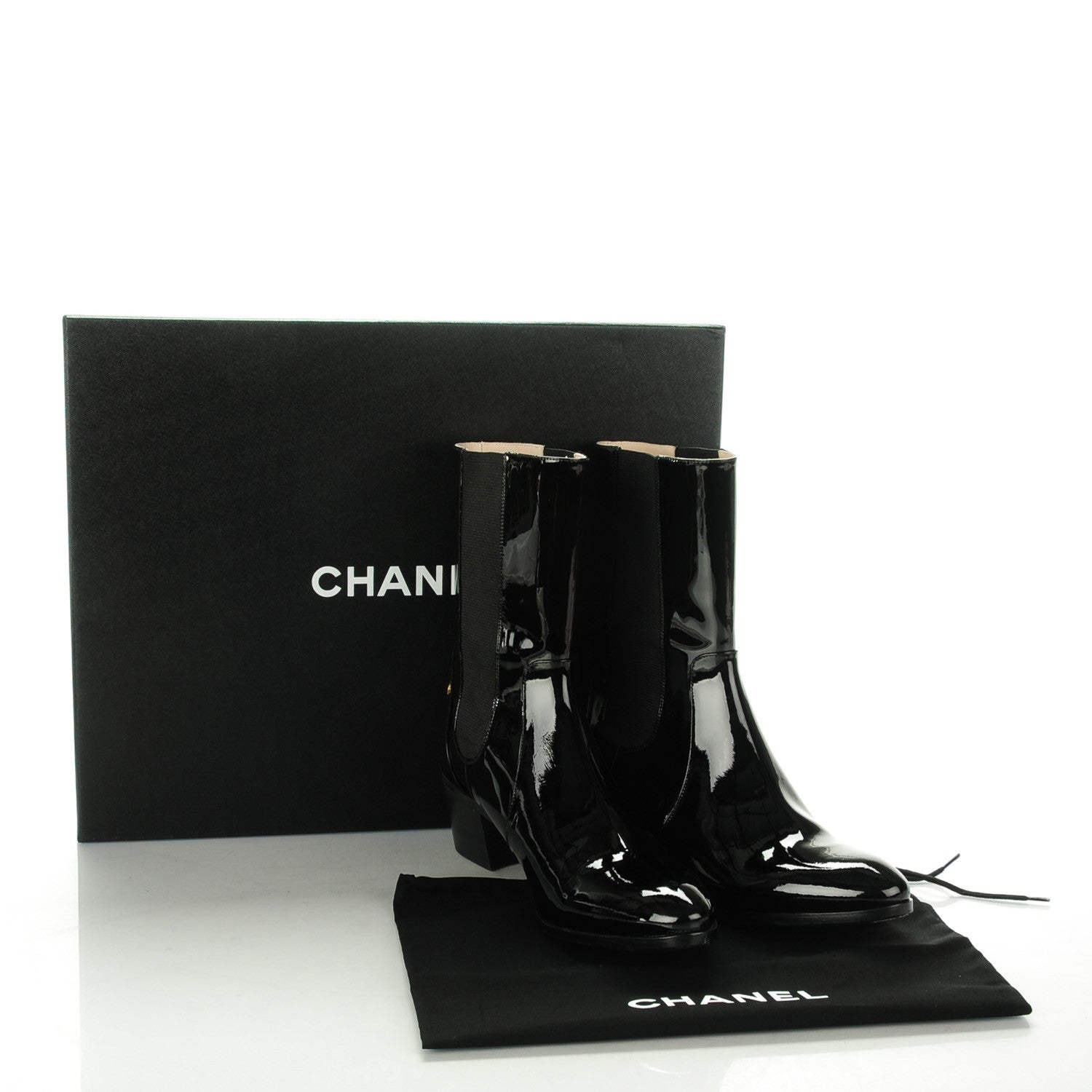 Chanel Patent Calfskin Heeled Boots 41.5 Black 8 of 8