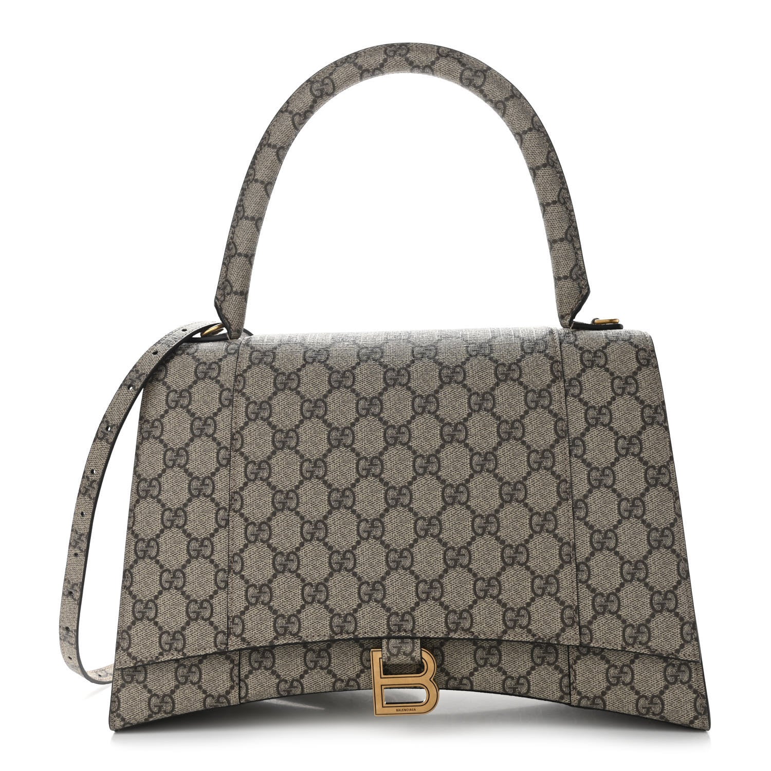 Balenciaga X GUCCI GG Supreme Monogram Medium Hourglass Top Handle Bag Beige Ebony 1 of 10