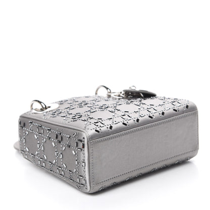 Christian Dior Satin Crystal Cannage Mini Lady Dior Gray 3 of 9