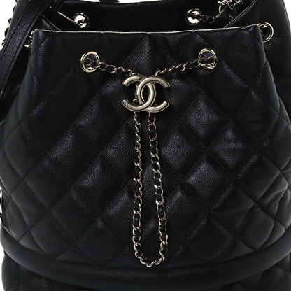Chanel Caviar Quilted Large Rolled Up Bucket Drawstring Bag Black 8 of 10