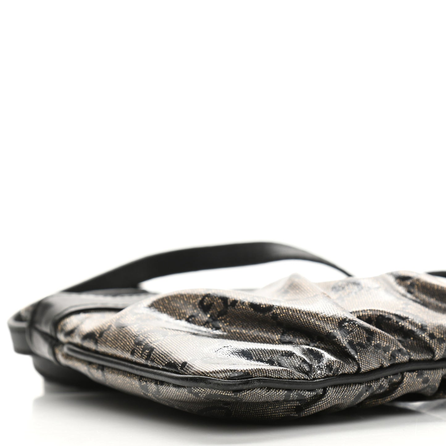 Crystal Monogram Small Flat Messenger Crossbody Black