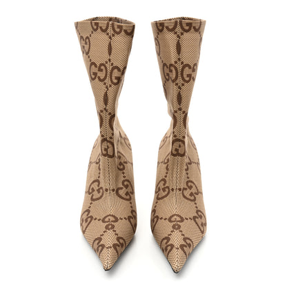 Balenciaga X GUCCI Jersey Maxi GG Monogram Crepe Knife Booties 37.5 Camel Ebony 2 of 8