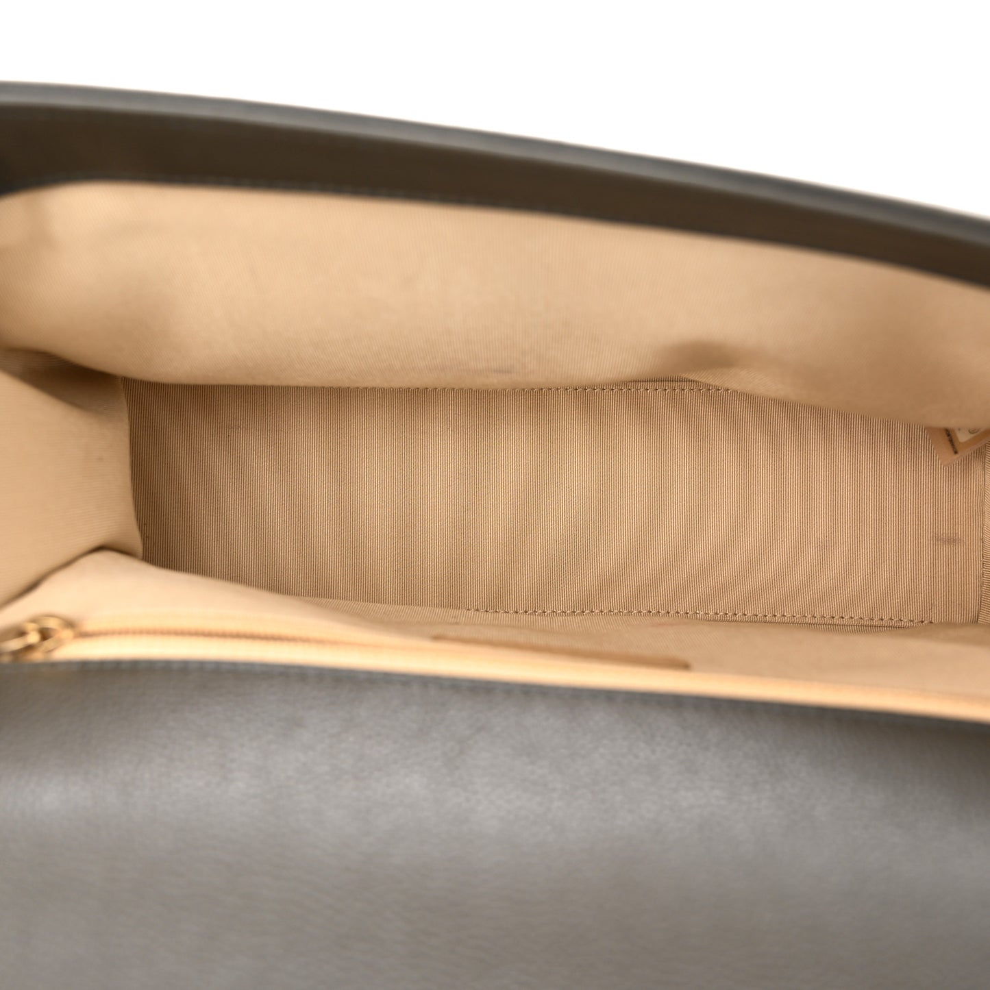 Grained Calfskin Quilted Medium Label Click Flap Bag Khaki