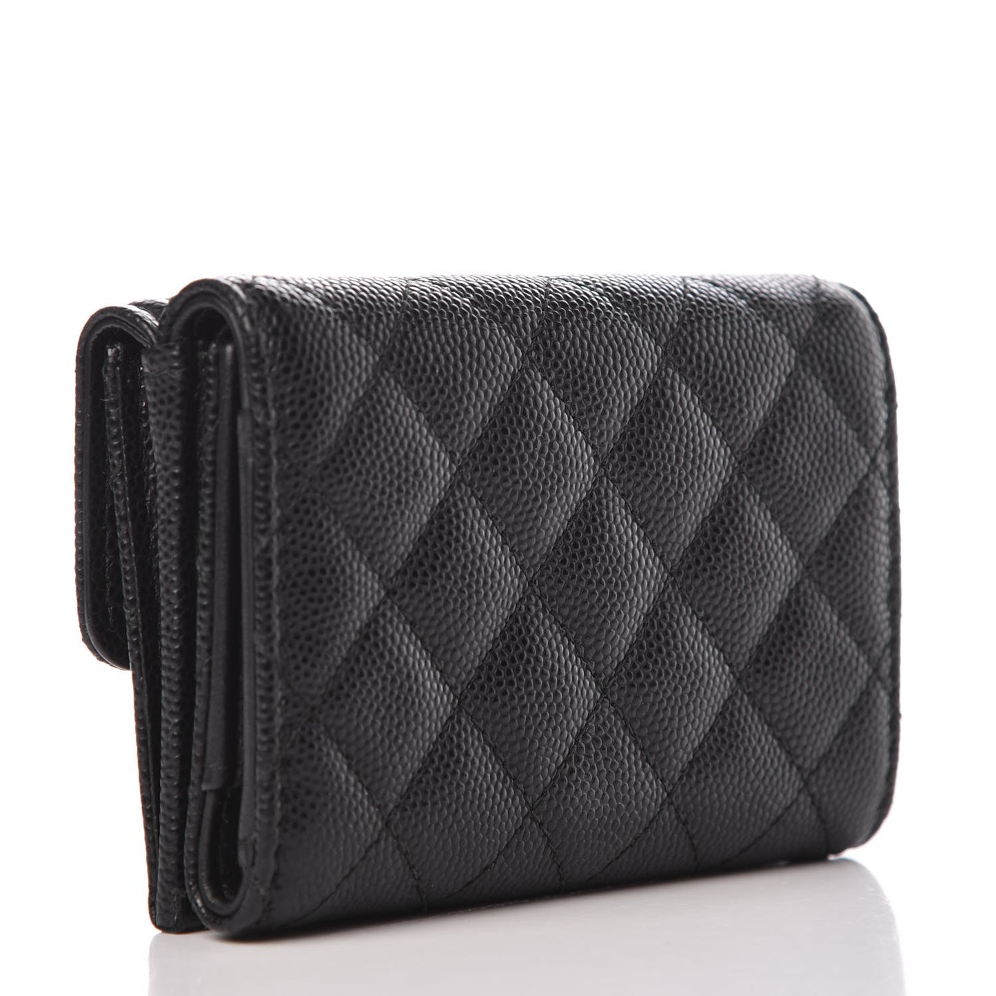 Caviar Quilted Small Boy Flap Wallet Black