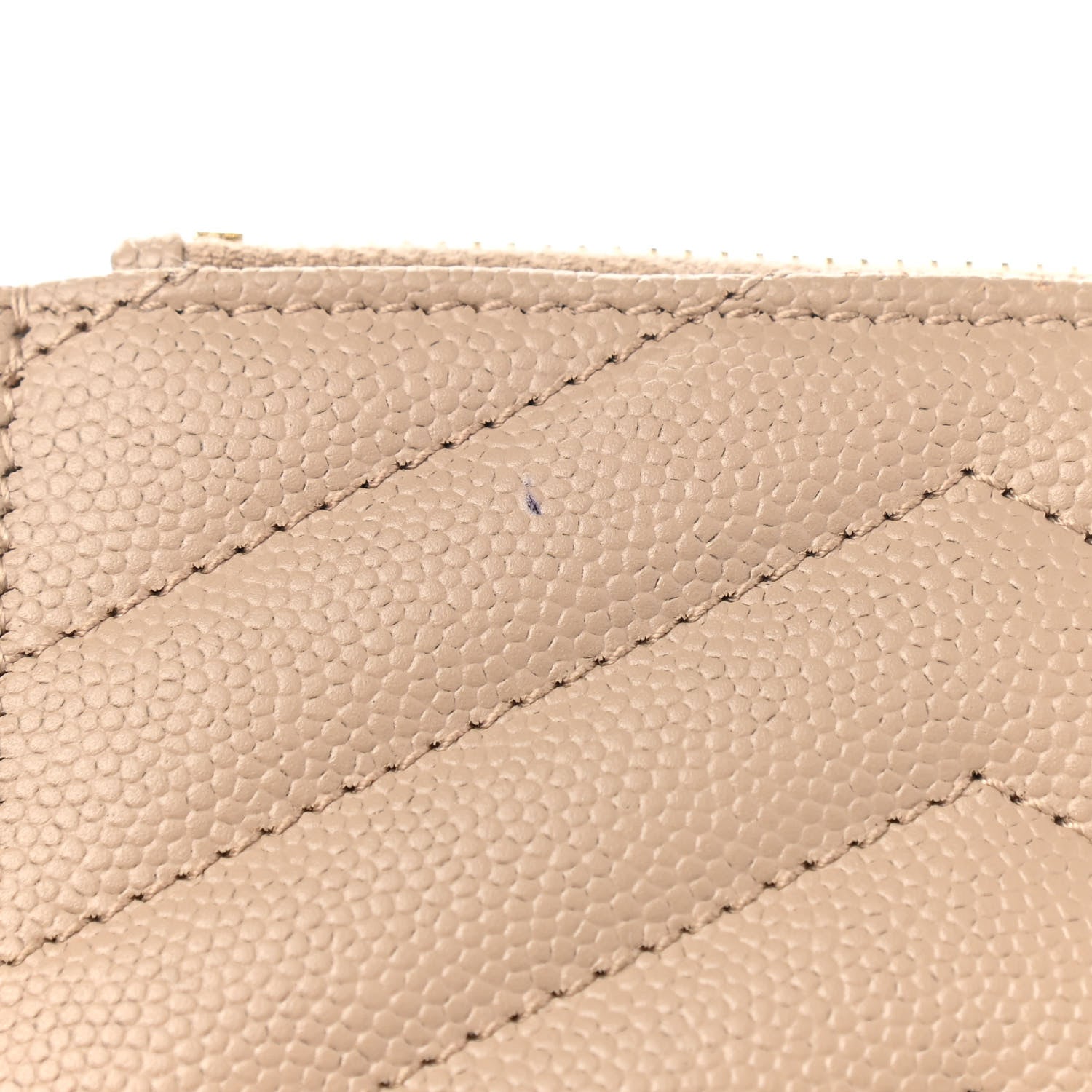 Saint Laurent Grain De Poudre Matelasse Chevron Monogram Zipped Card Case Nude Powder 7 of 9