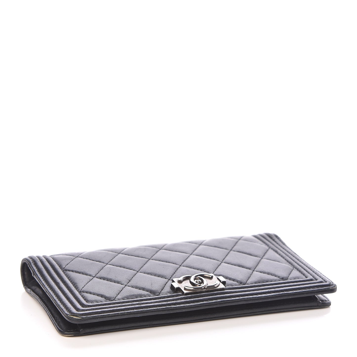 Lambskin Quilted Boy Yen Wallet Black