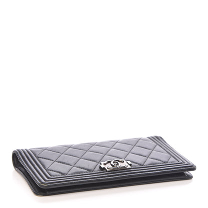 Chanel Lambskin Quilted Boy Yen Wallet Black 4 of 13