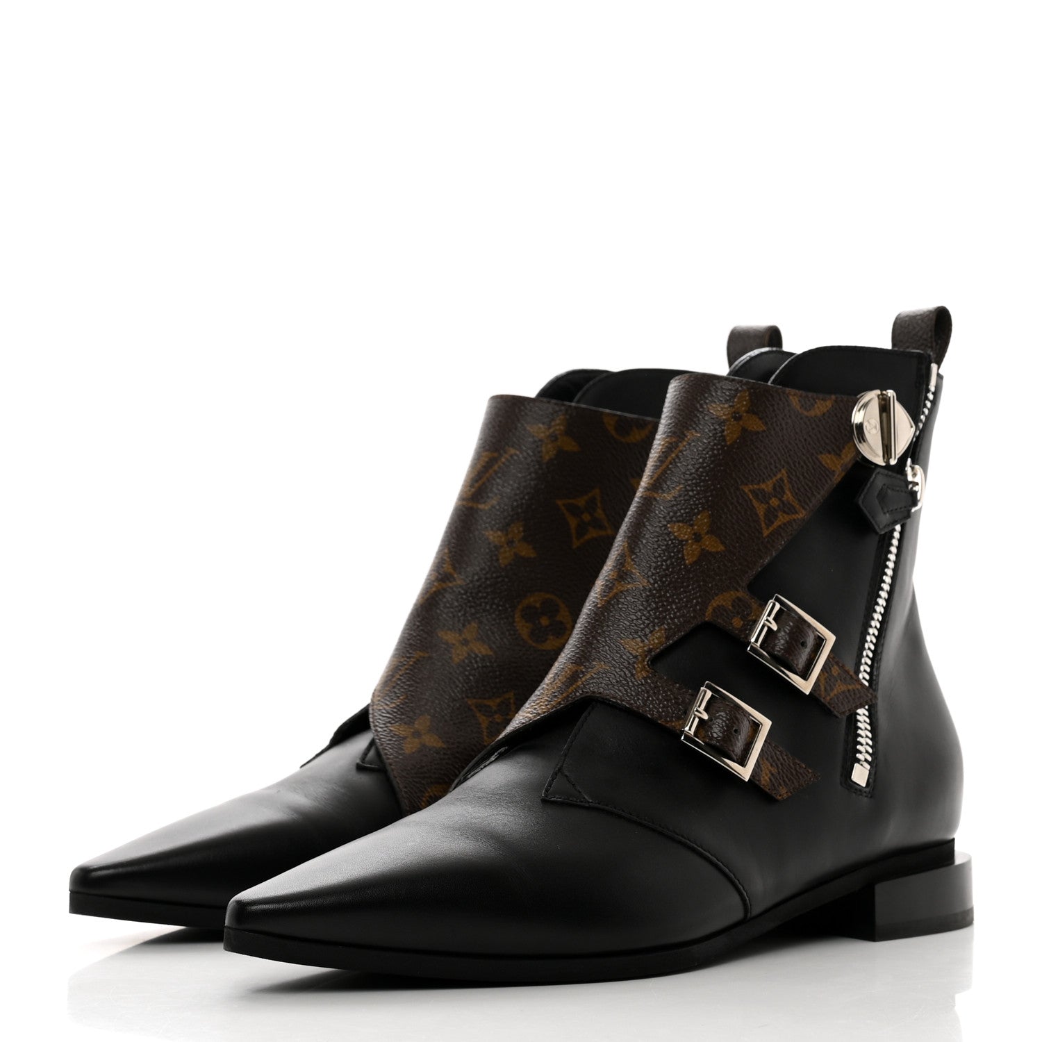 Louis Vuitton Calfskin Monogram Jumble Flat Ankle Boots 38 Black 3 of 8