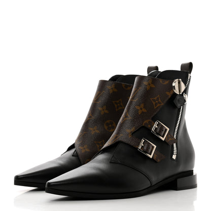 Louis Vuitton Calfskin Monogram Jumble Flat Ankle Boots 38 Black 3 of 8