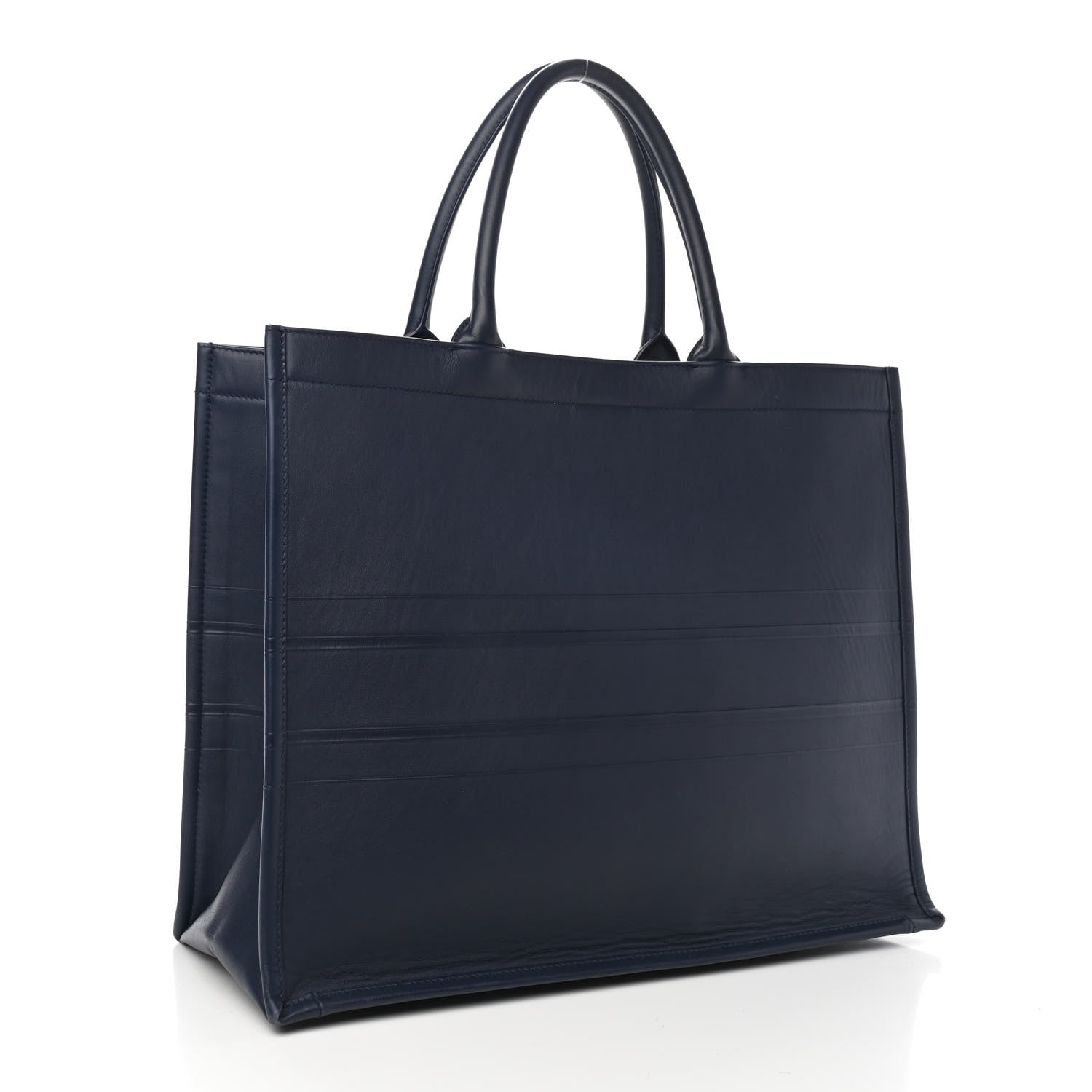 Christian Dior Calfskin Embossed Book Tote Navy Blue 3 of 10