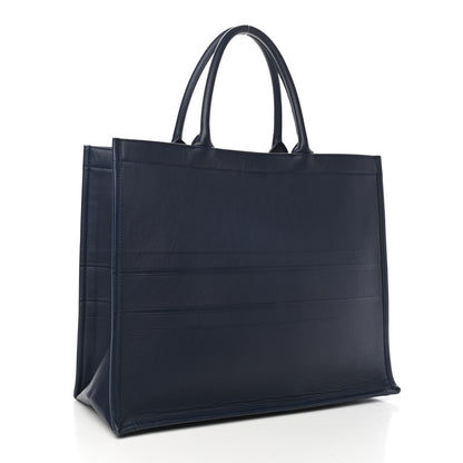 Christian Dior Calfskin Embossed Book Tote Navy Blue 3 of 10