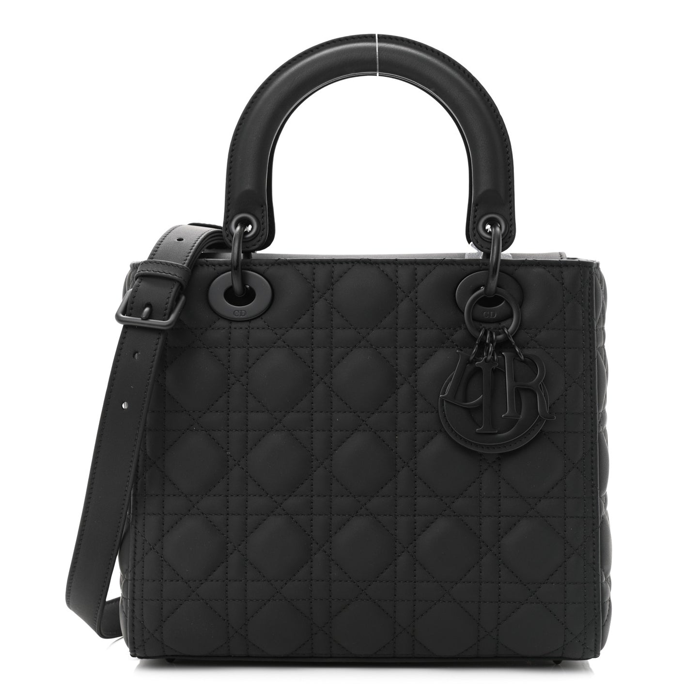 Ultra Matte Calfskin Cannage Medium Lady Dior Black