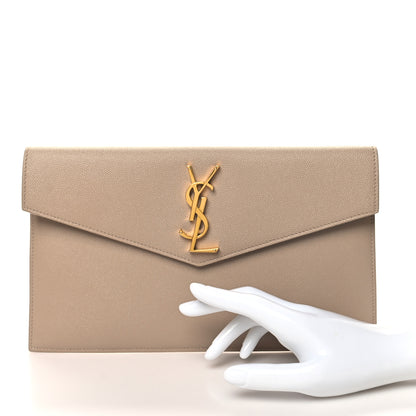 Saint Laurent Grain De Poudre Uptown Pouch Dark Beige 2 of 10
