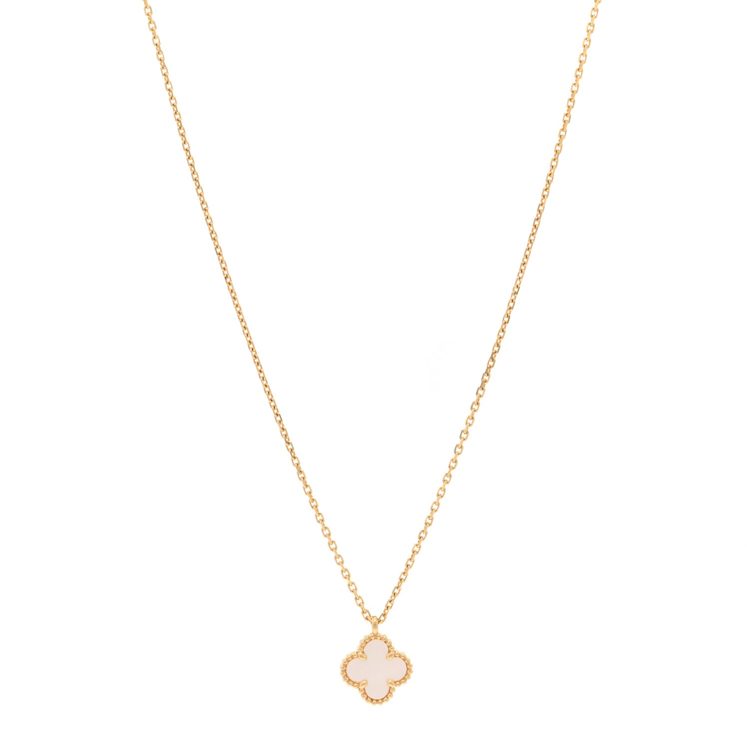 Van Cleef & Arpels 18K Yellow Gold Mother of Pearl Sweet Alhambra Pendant Necklace 1 of 6