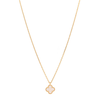 Van Cleef & Arpels 18K Yellow Gold Mother of Pearl Sweet Alhambra Pendant Necklace 1 of 6