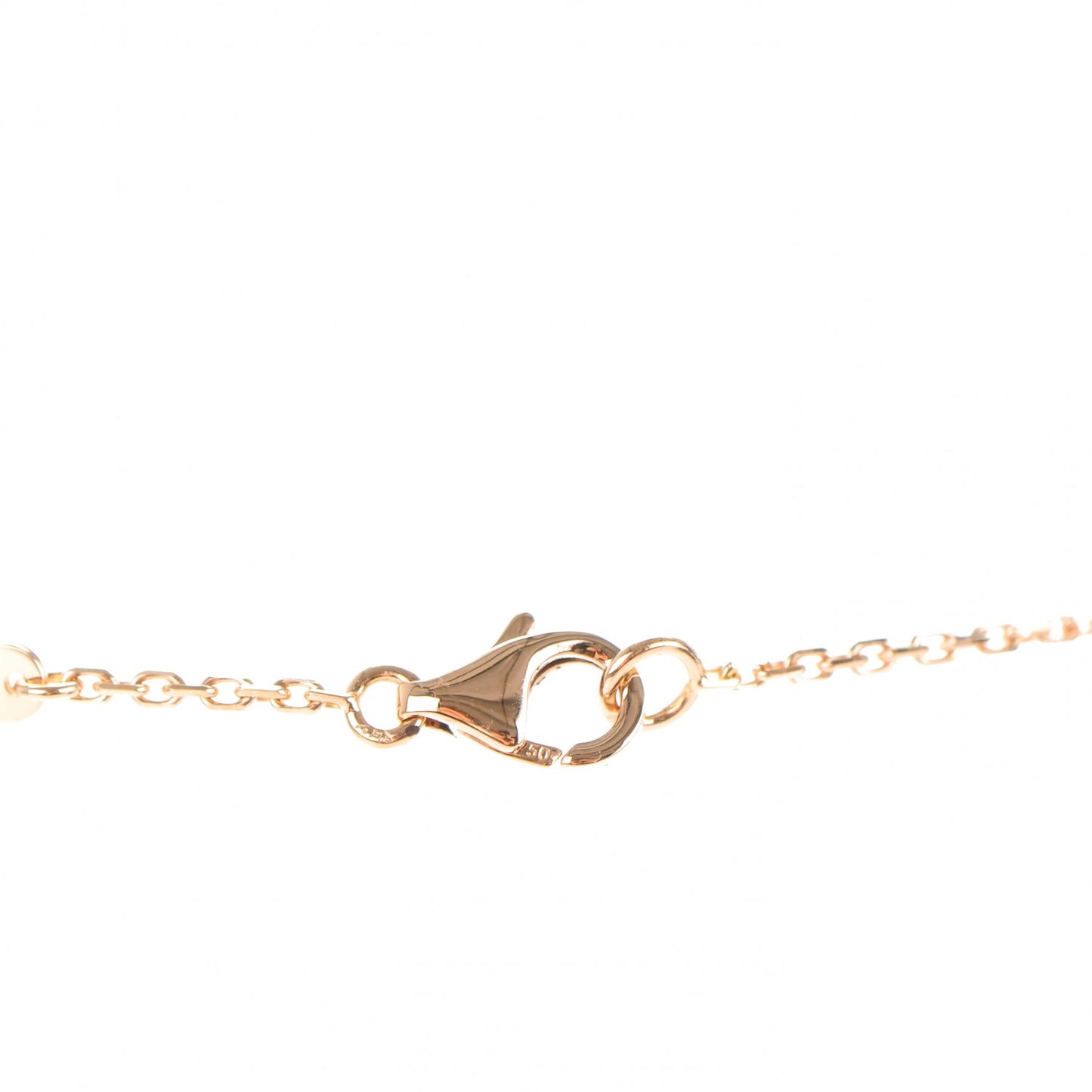 18K Rose Gold Diamond Pink Porcelain Vintage Alhambra Pendant Necklace
