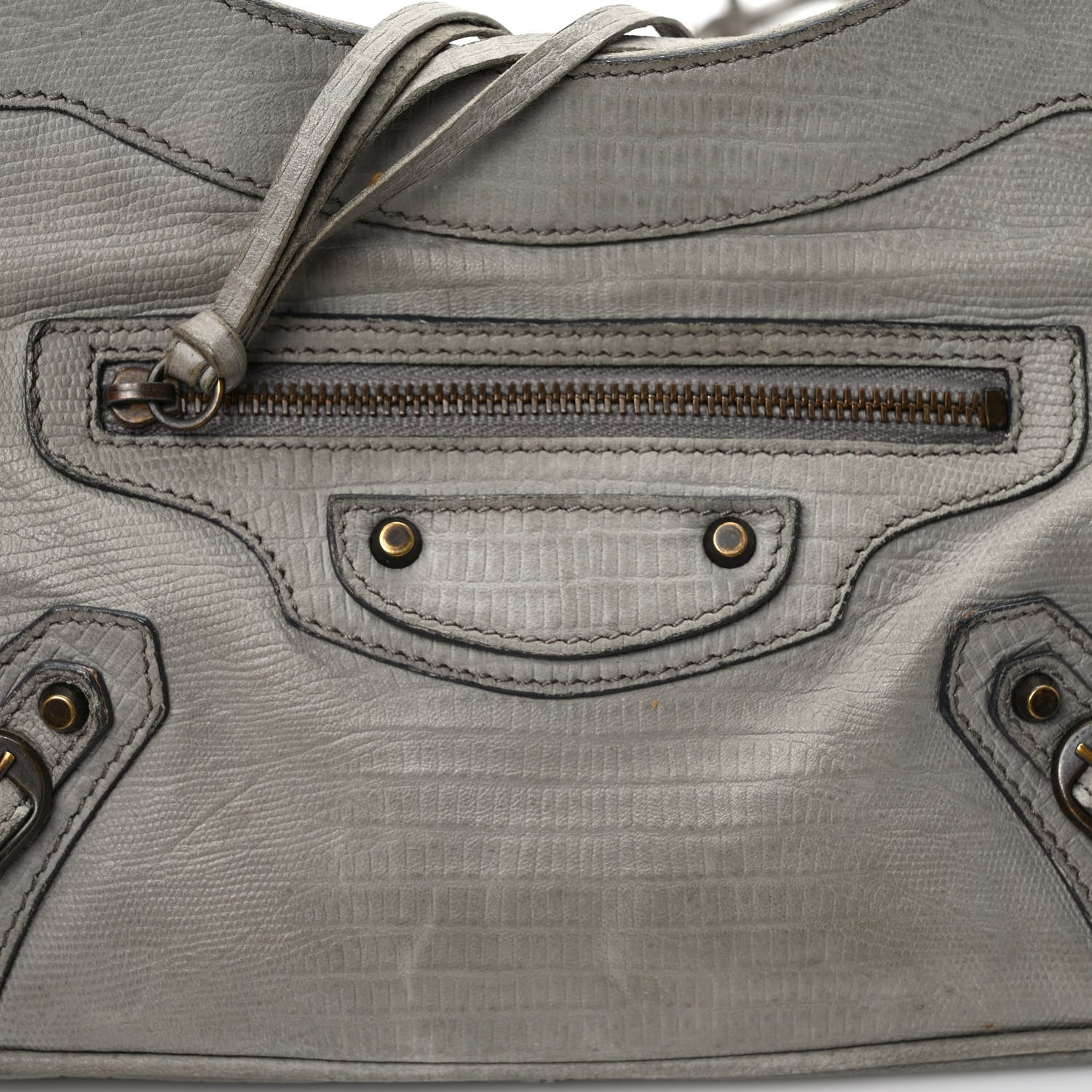 Balenciaga Agneau Lizard Embossed Classic Hardware Hip Gris Clair 8 of 15