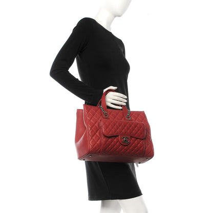 Chanel Caviar Quilted Large Casual Pocket Tote Red 3 of 10