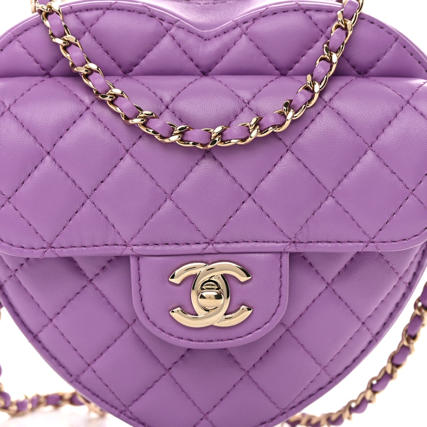 Lambskin Quilted CC In Love Heart Bag Purple