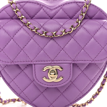 Chanel Lambskin Quilted CC In Love Heart Bag Purple 8 of 11